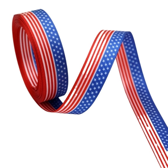 Patriotic Ribbon 5/8" X 10 Yard Ribbon for Gift Wrapping, Red/White/Blue,Stars and Stripes Ribbon,for Memorial Day, Veterans Day, 4th of July, President's Day, 250th Anniversary USA Decoration