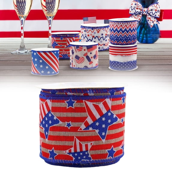 Patriotic Ribbon American Flag Ribbon Patriotic Ribbon For Wreath Red White And Blue Wired Ribbon Patriotic Wired Ribbon Americana Ribbon 4th Of July Ribbon Wired Flag Ribbon