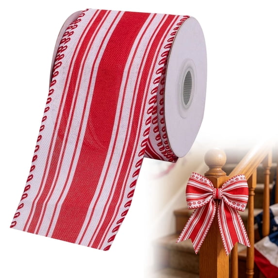 Patriotic Ribbon Wired,American Flag Ribbon,2.5 Inch 5Yards,Red White and Blue 4Th Of July Star American Flag Wire Ribbon for Gift Wrapping Wreath Bows Diy Craft(F)