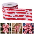 thumbnail image 1 of Patriotic Ribbon Wired, Red White Blue Star, Stripe & Plaid 4th of July Ribbon for Anniversary Decor, Independence Day & Memorial Day Crafts, Red, 1 of 9