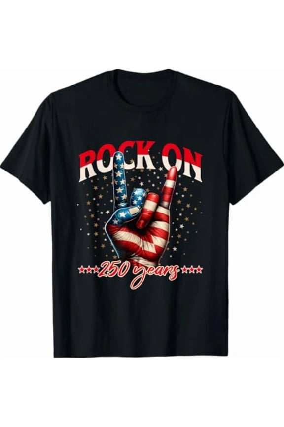 Patriotic Rock On Devil Horns USA 250th Birthday Heritage Unisex T-Shirt NM553, S-5XL