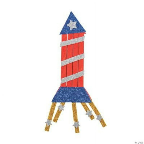 Patriotic Rocket Ship Magnet Craft Kit, Makes 12, Craft Kits, Fourth of July, 12 Pieces