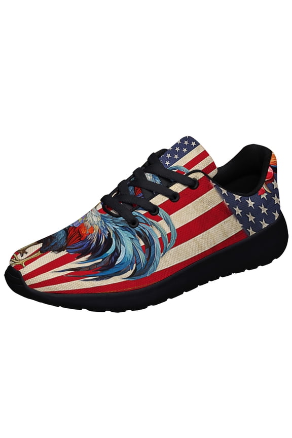 Patriotic RooStr American flag Shoes Sneakers for Women Men Black Size 7