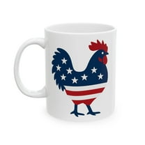 Patriotic Rooster Ceramic Mug – Americana Coffee Cup for 4th of July, Perfect Gift for Coffee Lovers