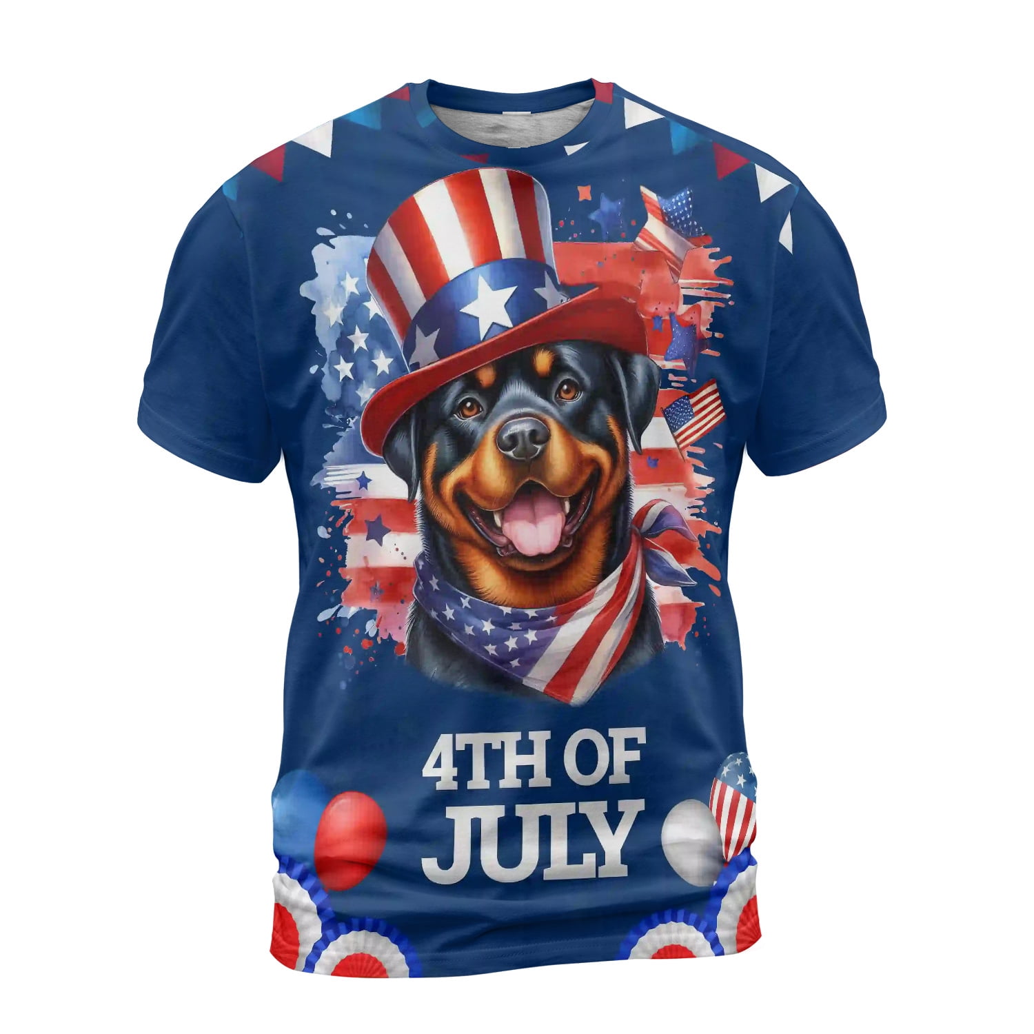 July Rottweiler Patriotic Rottweiler Celebrates 4th of July All Over Print 3D Shirt ...