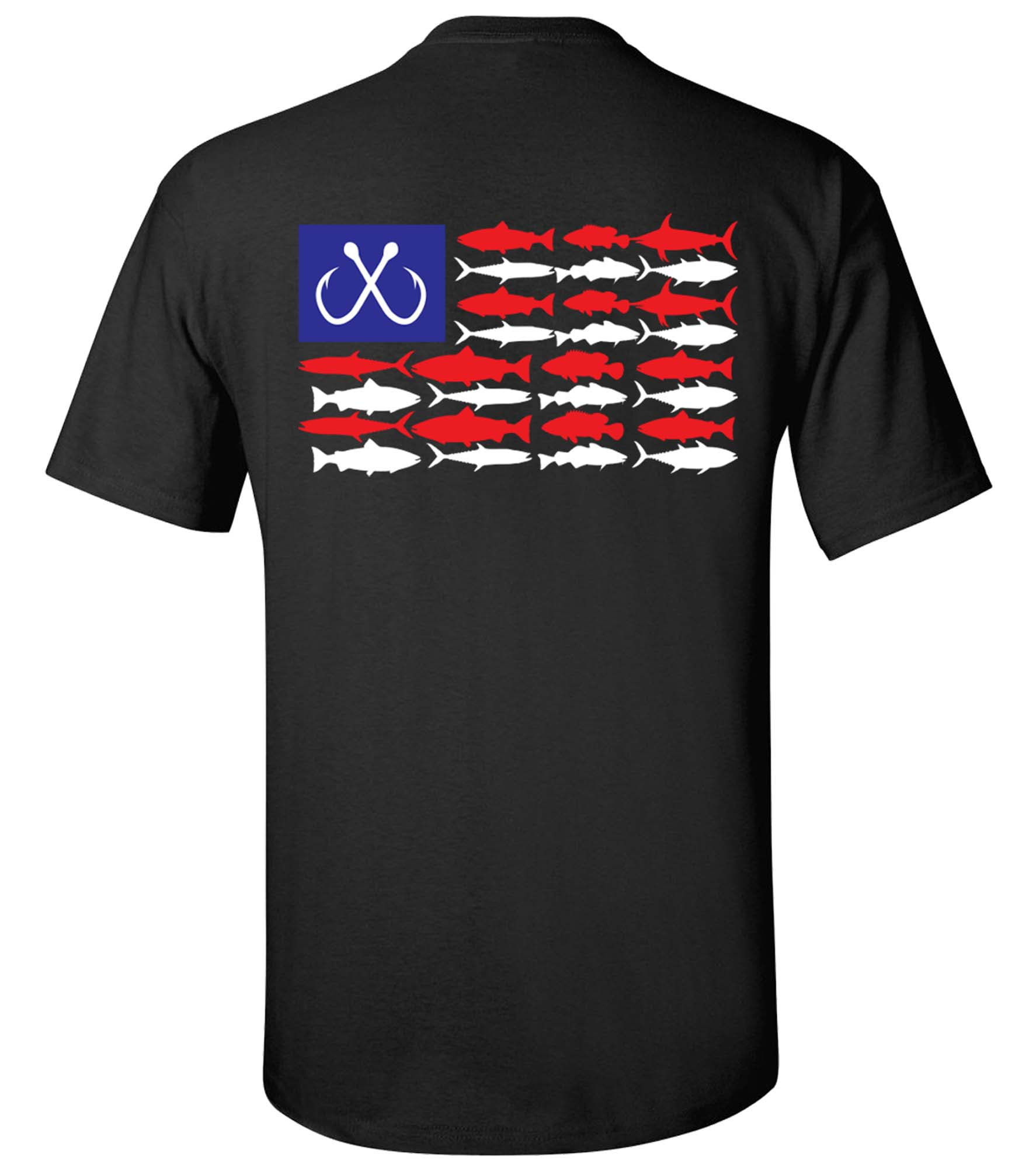 Patriotic Freshwater Fish American Flag USA Fresh Water Fishing Outdoors  Men's Short Sleeve T-shirt-Black-6xl 