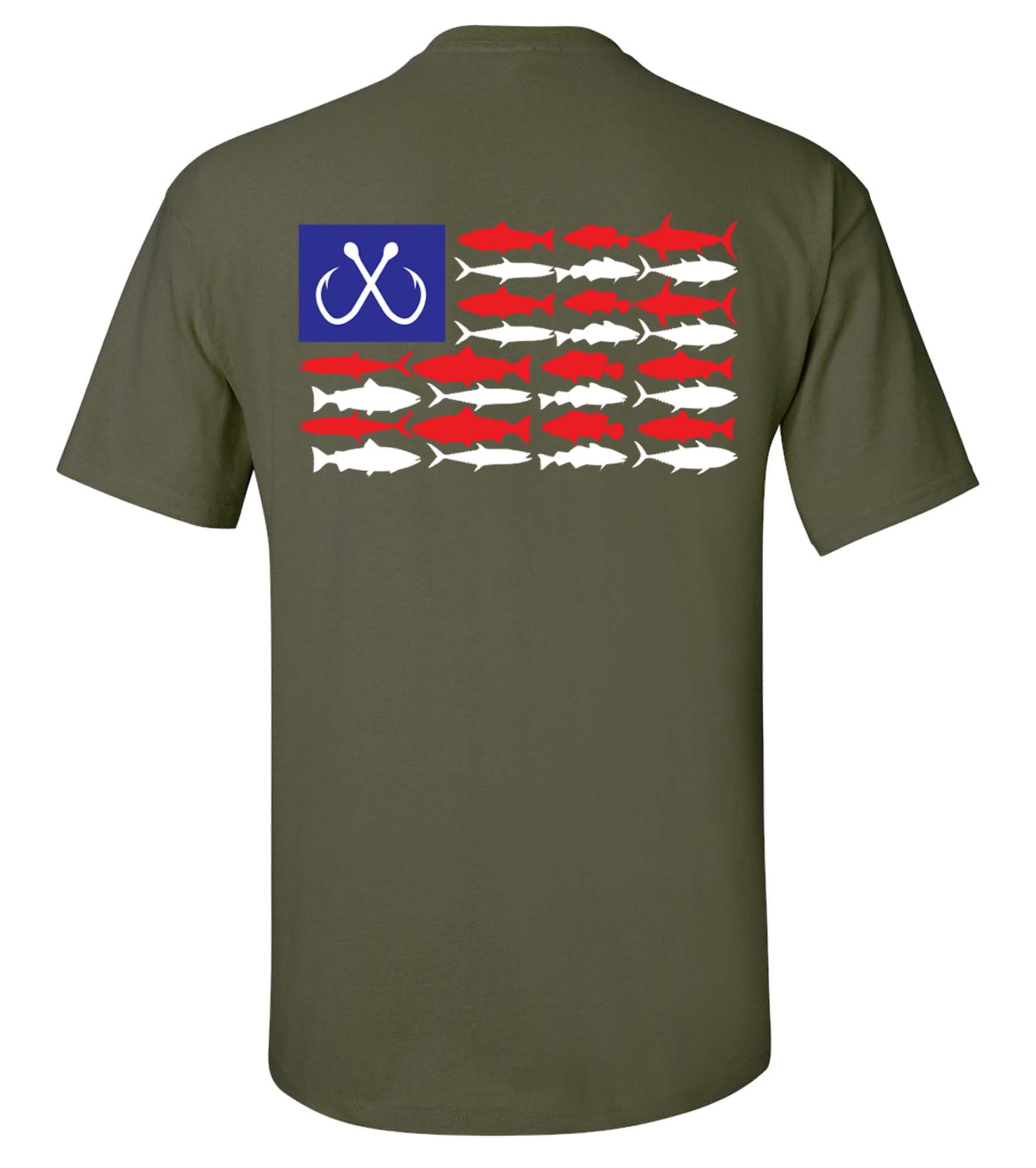 Patriotic Salt Water Fish American Flag USA Saltwater Fishing Outdoors  Men's Short Sleeve T-shirt-Black-small