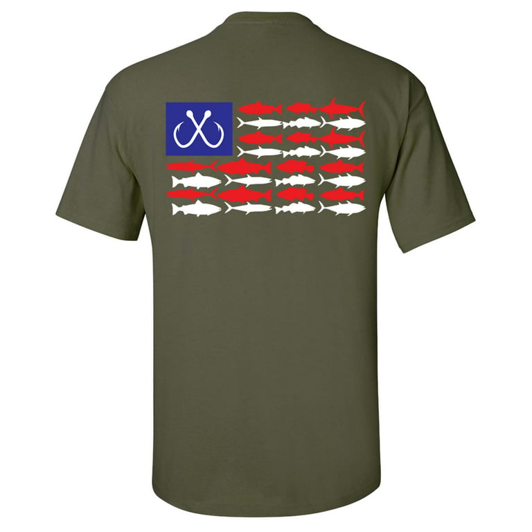 Patriotic Salt Water Fish American Flag USA Saltwater Fishing Outdoors  Men's Short Sleeve T-shirt-Military-xl
