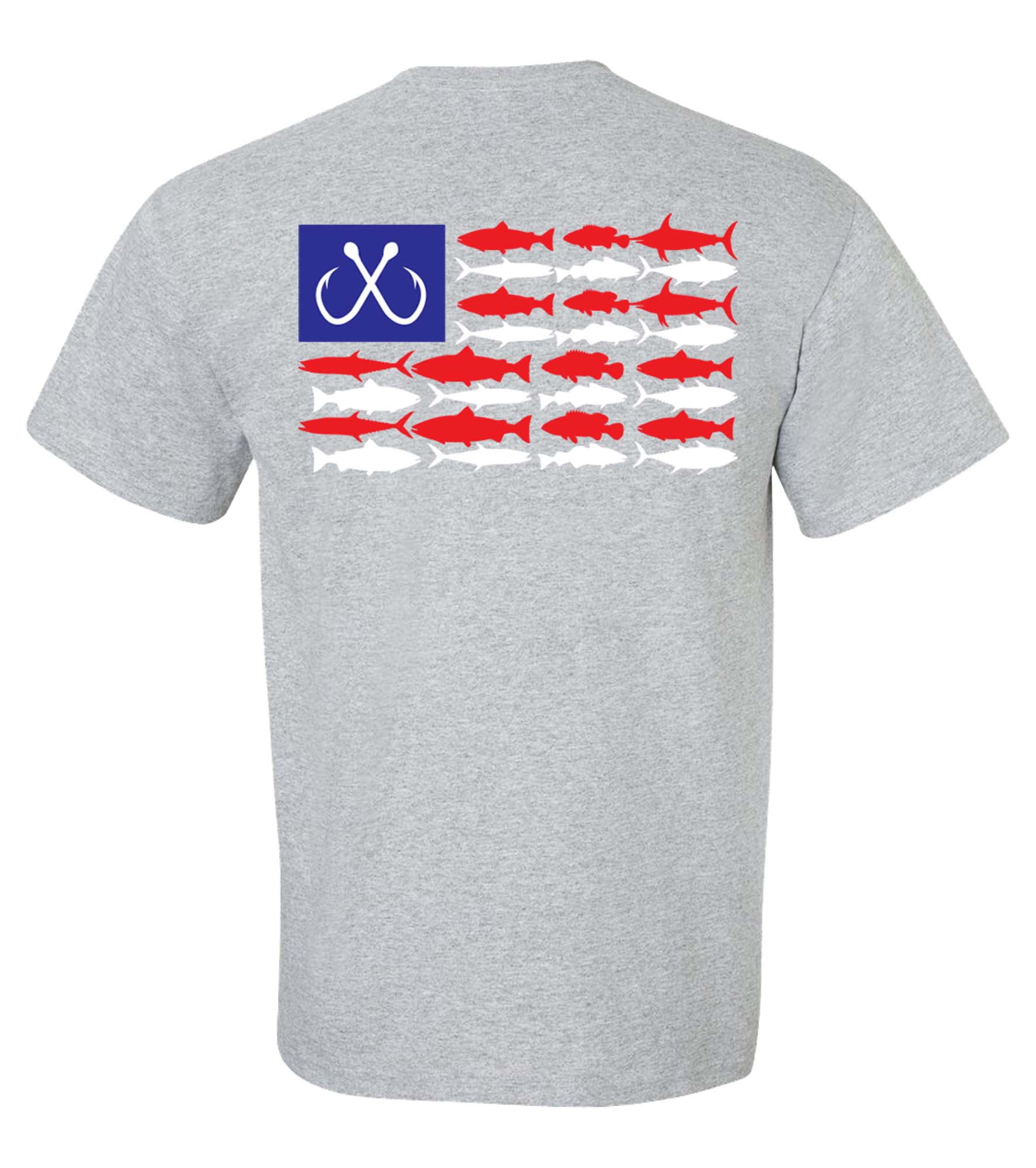 Patriotic Salt Water Fish American Flag USA Saltwater Fishing Outdoors Men's  Short Sleeve T-shirt-Sports Grey-6xl 