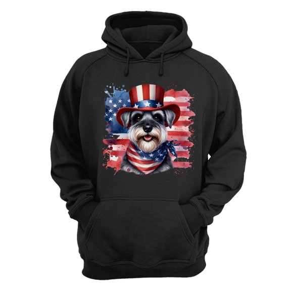 Patriotic Schnauzer Celebrates 4th of July Hoodie Unisex Merch Hoodies Miniature Schnauzer Dog Lover - 02009