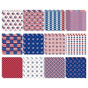 Patriotic Scrapbook Paper,4th of July 24 Sheets Patriotic American Flag Double-Sided Paper,American National Day Textured Scrapbook Paper Craft Paper DIY(Red White Blue 12*12in)from ANMUYUM