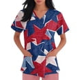thumbnail image 1 of Patriotic Scrub Tops for Women Short Sleeve V Neck Star and Stripes Print Shirts Workwear Uniforms US 250 Years Anniversary 2026 New Medical Plus Size Scrub T Shirts, 1 of 4