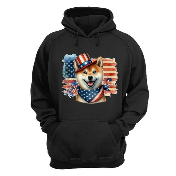 Patriotic Shiba Inu Celebrates 4th of July Hoodie Unisex Merch Hoodies Shibas Dog Lovers Gifts Idea - 02009