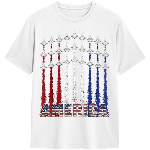 Patriotic Shirts For Men Jet 4th Of July Shirts For Men USA T-Shirt Tops Tee