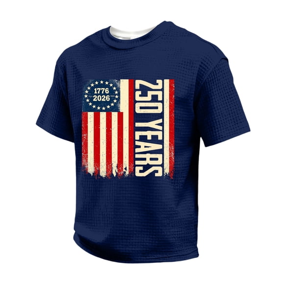Patriotic Shirts Men Independence Day 250 Anniversary Usa Shirt Short Sleeve Graphic We the People Tees Crew Neck Loose 1776 - 2026 T Shirts Dark Blue M