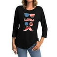 thumbnail image 1 of Patriotic Shirts for Women 3/4 Sleeve Pullover Top Stand Collar Printed Blouse All-Season Comfortable Tunic Shirt for Everyday Wear Black M, 1 of 4