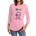 thumbnail image 1 of Patriotic Shirts for Women 3/4 Sleeve Pullover Top Stand Collar Printed Blouse All-Season Comfortable Tunic Shirt for Everyday Wear Pink S, 1 of 4