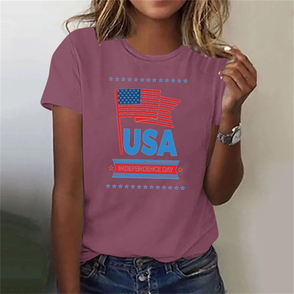 Patriotic Shirts for Women 4th of July T Shirts American Flag Graphic Tees Tops Short Sleeve Fourth of July Tops