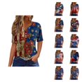 thumbnail image 1 of Patriotic Shirts for Women Red White Blue Graphic V Neck Tshirt Casual Comfortable Summer Top 4th of July Clothes, 1 of 6