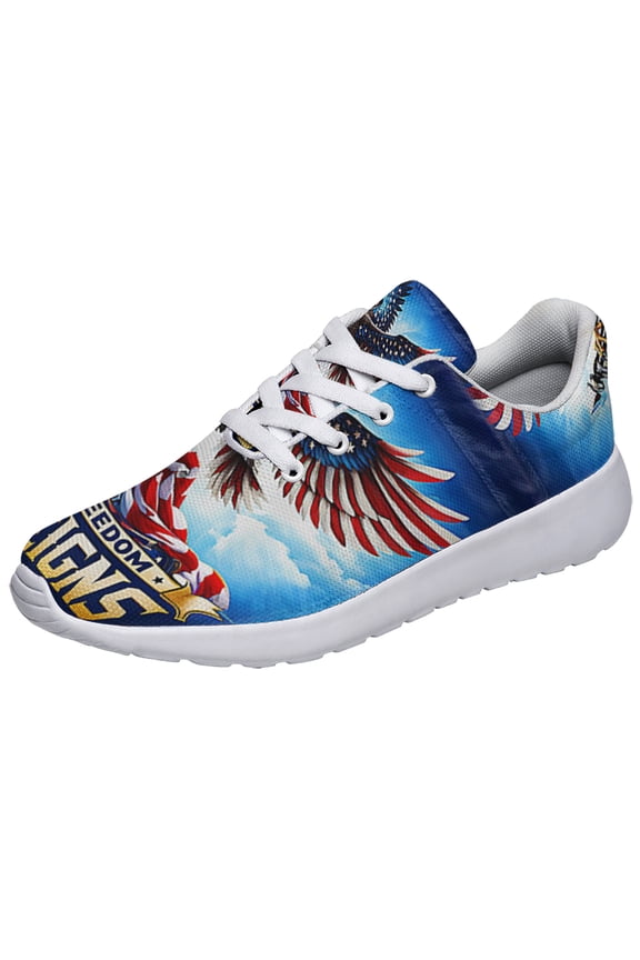 Patriotic Shoes Eagle Print Sneakers Lightweight Comfortable Running Shoes for Men Women White Size 9