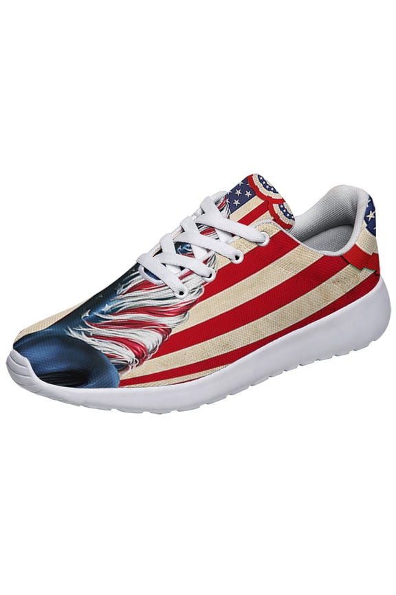 Patriotic Shoes Horse 4th Of July Print Sneakers Lightweight Comfortable Running Shoes for Men Women White Size 3.5