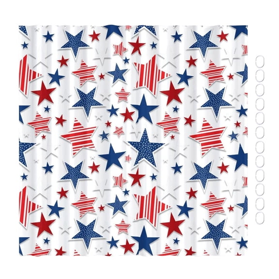 Patriotic Shower Curtain, Independence Day Bathroom Decor with Star Flag Design, 180x180cm Polyester Shower Curtain for July 4th Holiday, Bathroom Decorations Gift