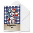 thumbnail image 1 of Patriotic Siberian Husky 4th of July Independence Paws 5x7in Folded Greeting Card Husky Dog Lover Gifts Single Note Card with Envelope - 02010, 1 of 5