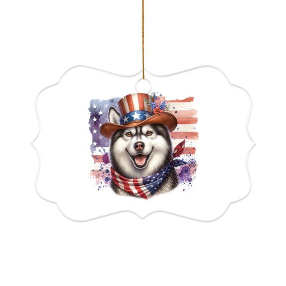 Patriotic Siberian Husky Celebrates 4th of July Acrylic Benelux Ornament Husky Dog Lover Gifts Home Tree Decor - 02009