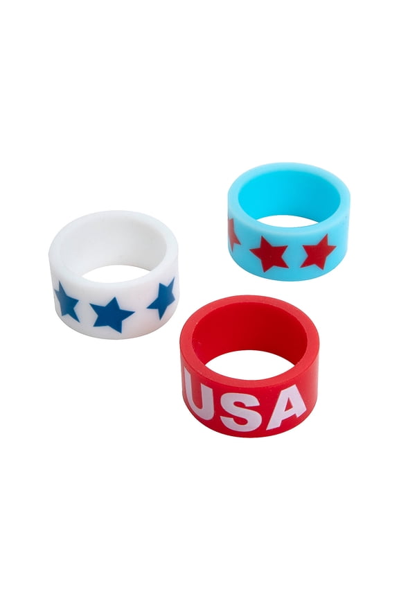 Patriotic Silicone Rings - 48 Pieces