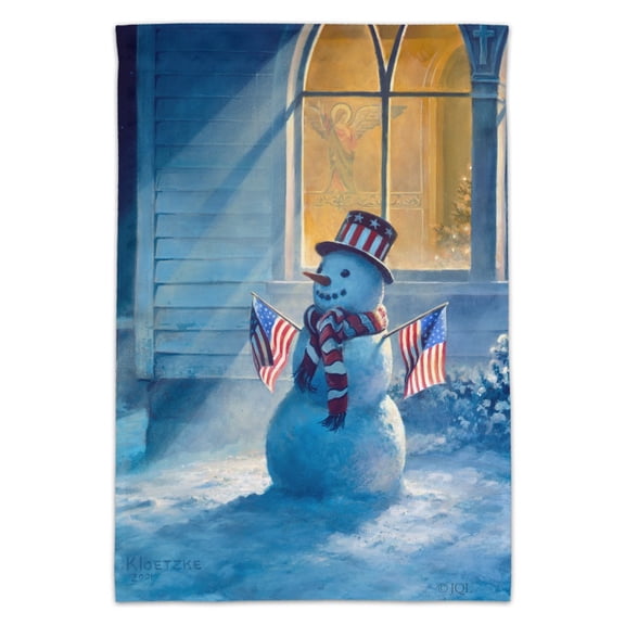 Patriotic Snowman American Flag Christmas Garden Yard Flag