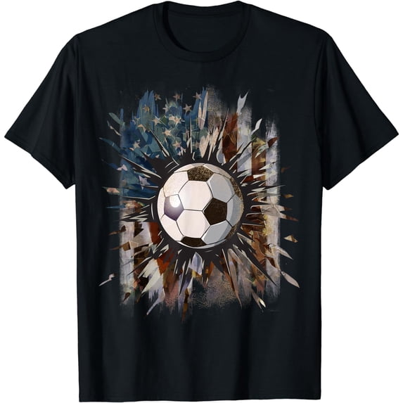 Patriotic Soccer 4th of July Men USA American Flag Boys T-Shirt