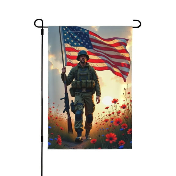 Patriotic Soldier Memorial Day Garden Flag 12x18 Inch DoubleSided American Flag Yard Flag Outdoor Decoration Remembrance Day Decor
