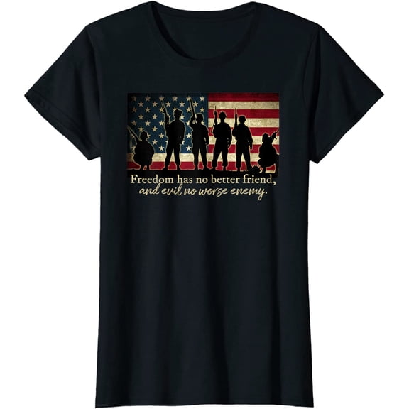 Patriotic Soldier Special Forces and Veterans American Flag T-Shirt