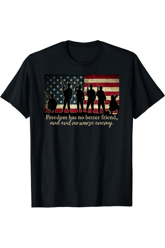 Patriotic Soldier Special Forces and Veterans American Flag T-Shirt