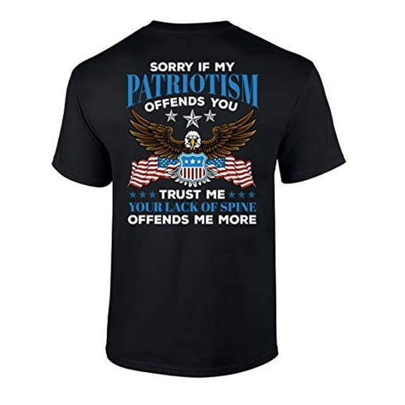 Patriotic Sorry If My Patriotism Offends You Adult Mens Short Sleeve T-Shirt-Black-Small