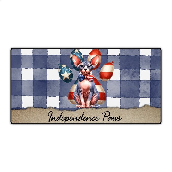 Patriotic Sphynx 4th of July Independence Paws Desk Mat Full Keyboard Mouse Pad Cat Lover Kitten Owner Gifts Idea Large Mousepad - 02010