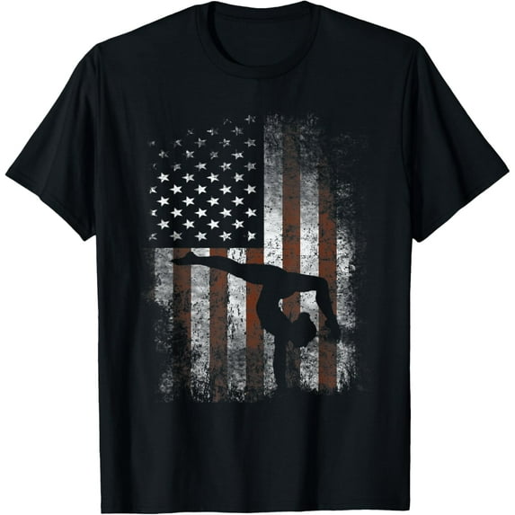 Patriotic Sports Gift American USA Flag Girls Gymnastics T-Shirt mens t shirt,black,women,funny,misfits,men,journey