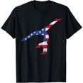 thumbnail image 1 of Patriotic Sports Gift American USA Flag Girls Gymnastics T-Shirt, 1 of 4