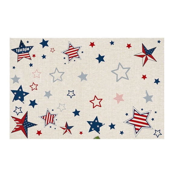Patriotic Star Doormat 23 In – Watercolor Flag Print, 4th of July Decor & 250th Anniversary – Linen Textured for Front Door, Independence Day