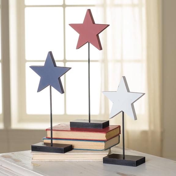 Patriotic Star Pedestal Tabletop Decorations - 3 Pieces