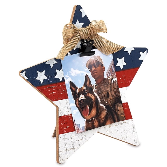 Lillian Vernon Patriotic Star Decoration, Home Decor, Table Decor, 10" Photo Holder