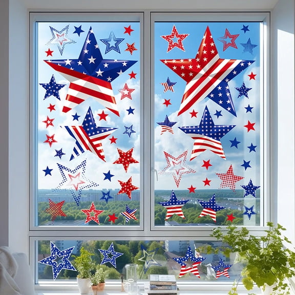 Patriotic Star Refrigerator Magnets 2 Set, 4th of July Garage Magnets Memorial Day Stars Stripes Magnet Decals for Independence Day Mailbox Car Kitchen Metal Door Cabinets (Flag Sticker)