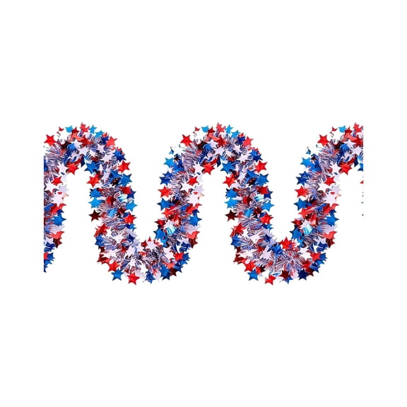 Patriotic Star-Shaped Tinsel String Lights, 5-Meter 50-Light / 10-Meter 100-Light Garland for Fourth of July Indoor Outdoor Home Patio Holiday Party Decorations