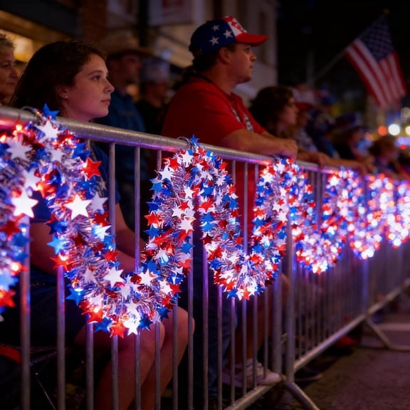 Patriotic Star String Lights, Independence Day LED Lights, 40 LEDs, 19.68ft Battery Operated for Outdoor Festival Decor