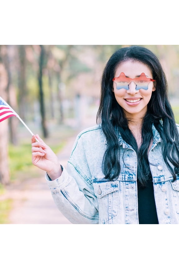 Patriotic Star Sunglasses, 3 Pack Red White and Blue Pentagram Eyeglasses, Memorial Day Party Props, Fourth of July Celebration Eyewear