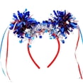 thumbnail image 1 of Patriotic Star Tinsel Headbands, 4th of July Head Boppers, Red White Blue Party Headbands, Independence Day Hair Accessories, Patriotic Parade Sparkly Headwear for Holiday Party Decoration, 1 of 7