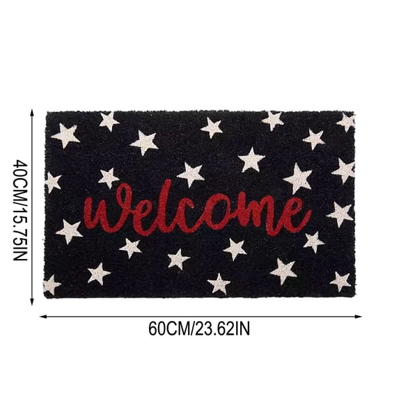 Patriotic Star Welcome Doormat, Blue Entry Rug, Non Slip Diatom Mud Mat, 15.75 x 23.62 in, Porch Decor