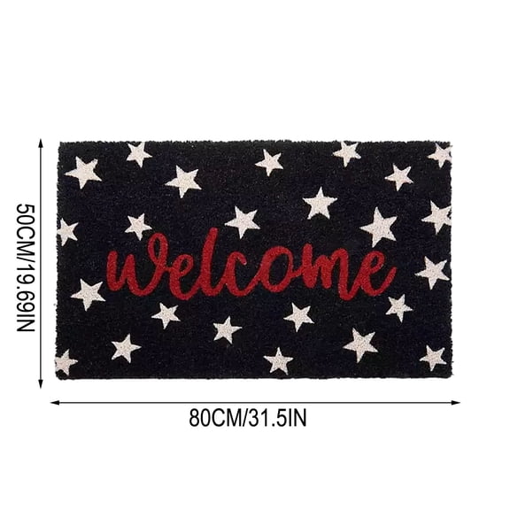 Patriotic Star Welcome Doormat, Blue Entry Rug, Non Slip Diatom Mud Mat, 19.69 x 31.5 in, Porch Decor