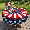 thumbnail image 1 of Patriotic Starburst Round Tablecloth, 2026 New Red White Blue Table Cover for 4th of July Independence Day Memorial Day, Washable Table Cloth Cover for Party Picnic Dinner Decor (70" Round), 1 of 7