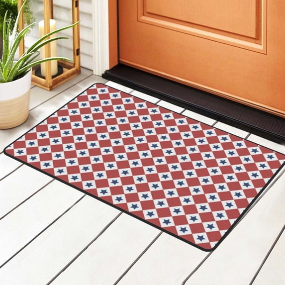 Patriotic Stars 4th of July Flag Rugs Doormat, Non-Slip Machine Washable Carpets Floor Door Mat , 36" x 24"